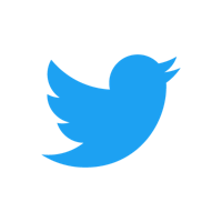 a blue twitter logo on a black background